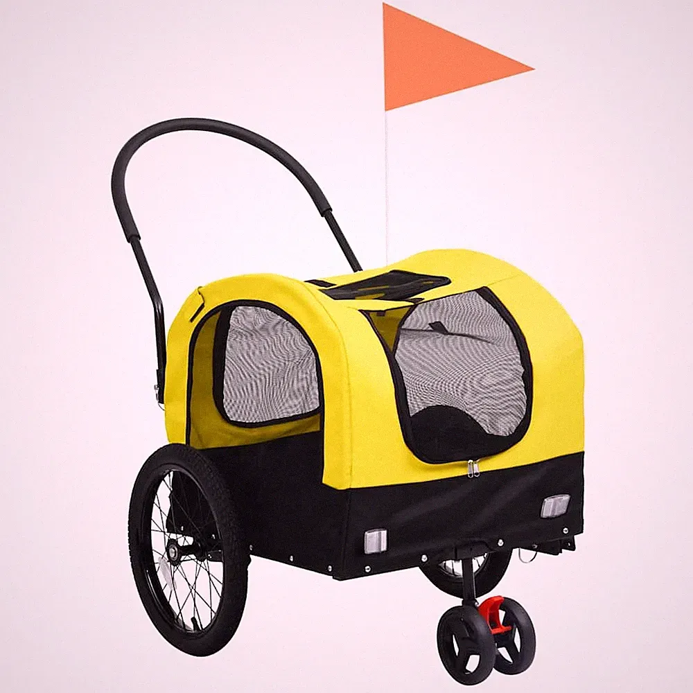2-in-1 Fahrradanhänger Hunde Buggy Hundefahrradanhänger Hundetransporter vidaXL