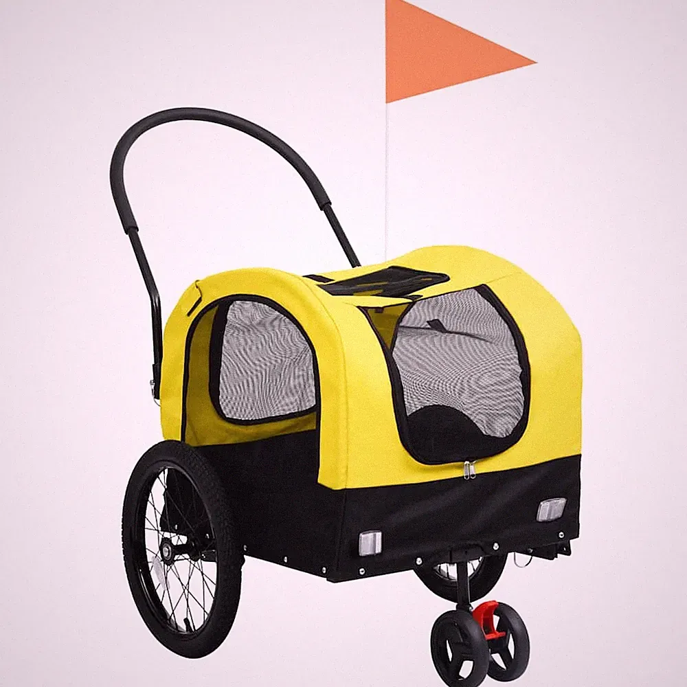 2-in-1 Fahrradanhänger Hunde Buggy Hundefahrradanhänger Hundetransporter vidaXL