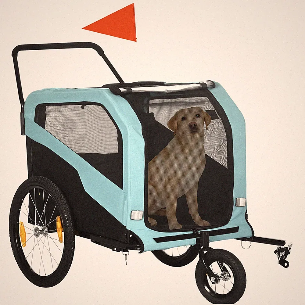 2-in-1 Hundeanhänger, Fahrradanhänger für Hunde, Hundewagen mit Reflektoren