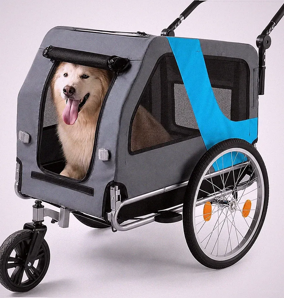 2-in-1-Hundeanhänger, Fahrradanhänger, Hundeanhänger mit Federung Bis.60kg