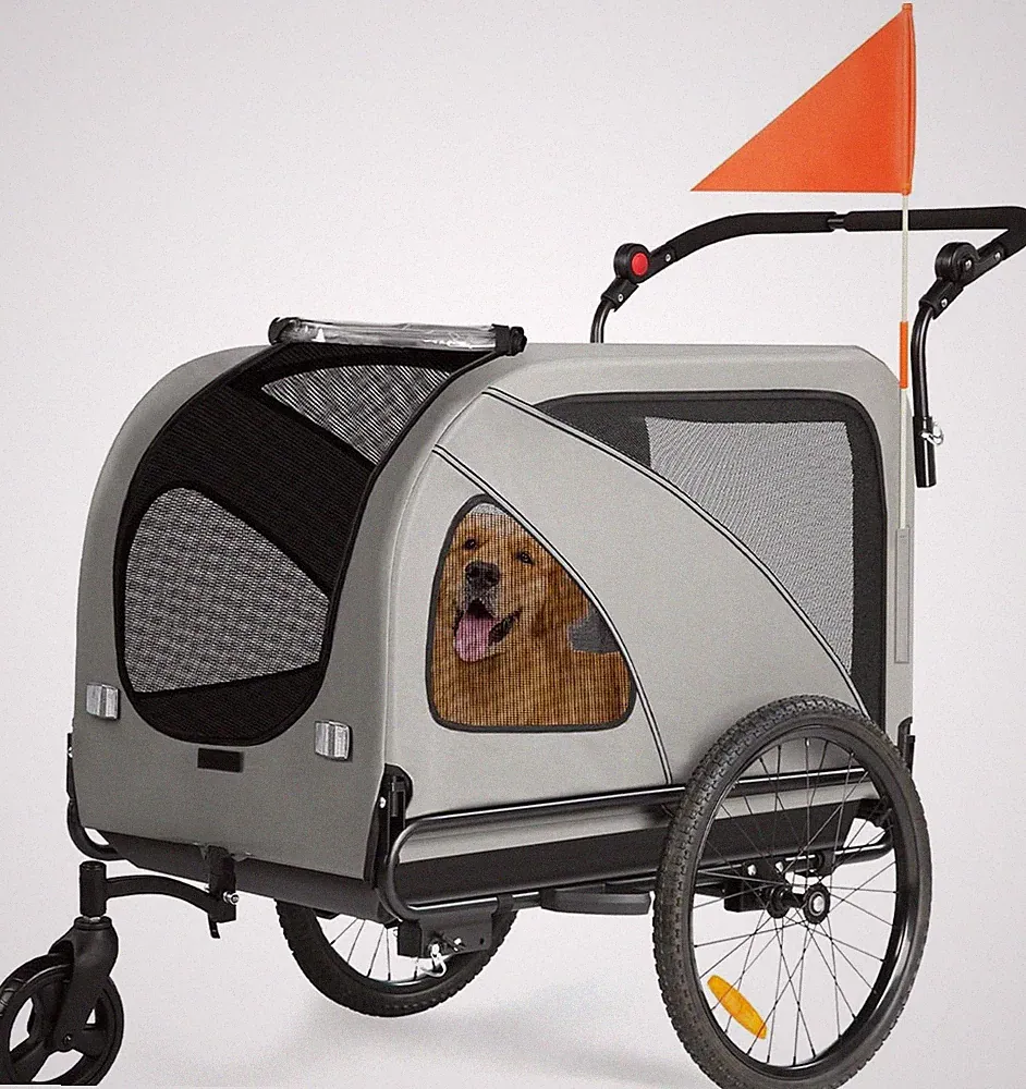 2-in-1 XXL Fahrradanhänger für Hunde Universal Hundeanhänger für Fahrrad 50kg