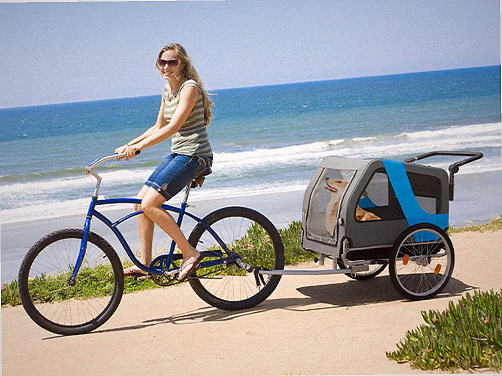2-in-1 XXXL Fahrradanhänger für Hunde, Universal Hundeanhänger für Fahrrad 60 kg