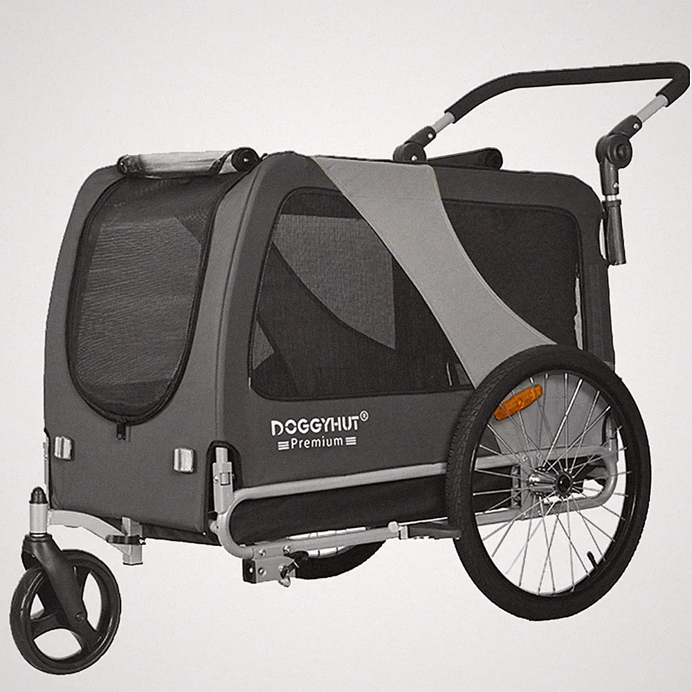 DOGGYHUT® Premium XL Fahrradanhänger & Jogger 2 in 1 Hundeanhänger