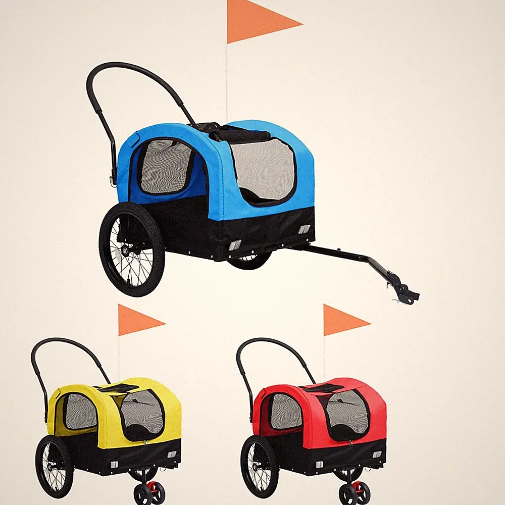 Fahrradanhänger 2in1 für Hunde und Buggy Transportanhänger Falten Handwagen 30kg