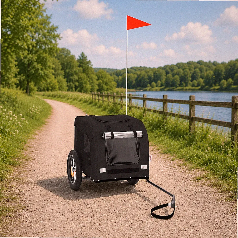 Hundeanhänger Fahrradanhänger Hundetransporter Tieranhänger 30 kg Schwarz