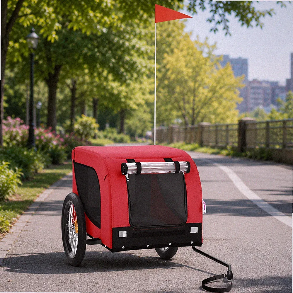 Hundeanhänger Fahrradanhänger Hundetransporter Tieranhänger 45kg Schwarz Rot