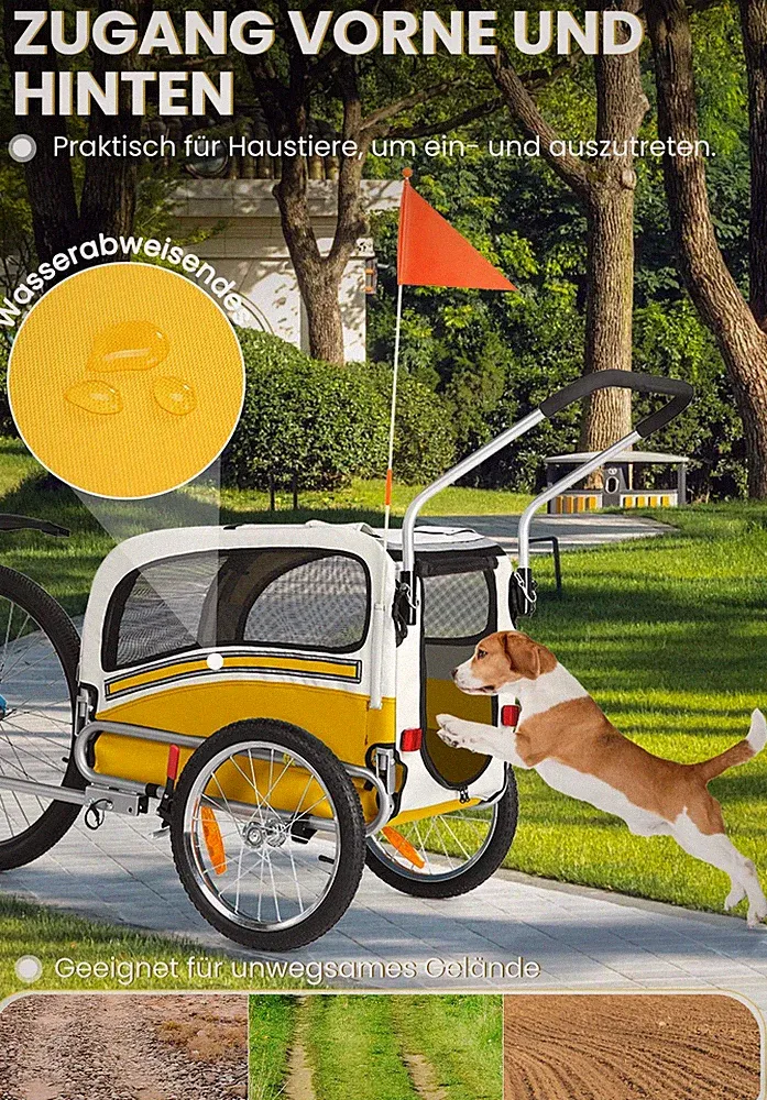 Hundeanhänger Hund Fahrradanhänger Anhänger 2-in-1 Hundetransporter Bis 30kg NEU