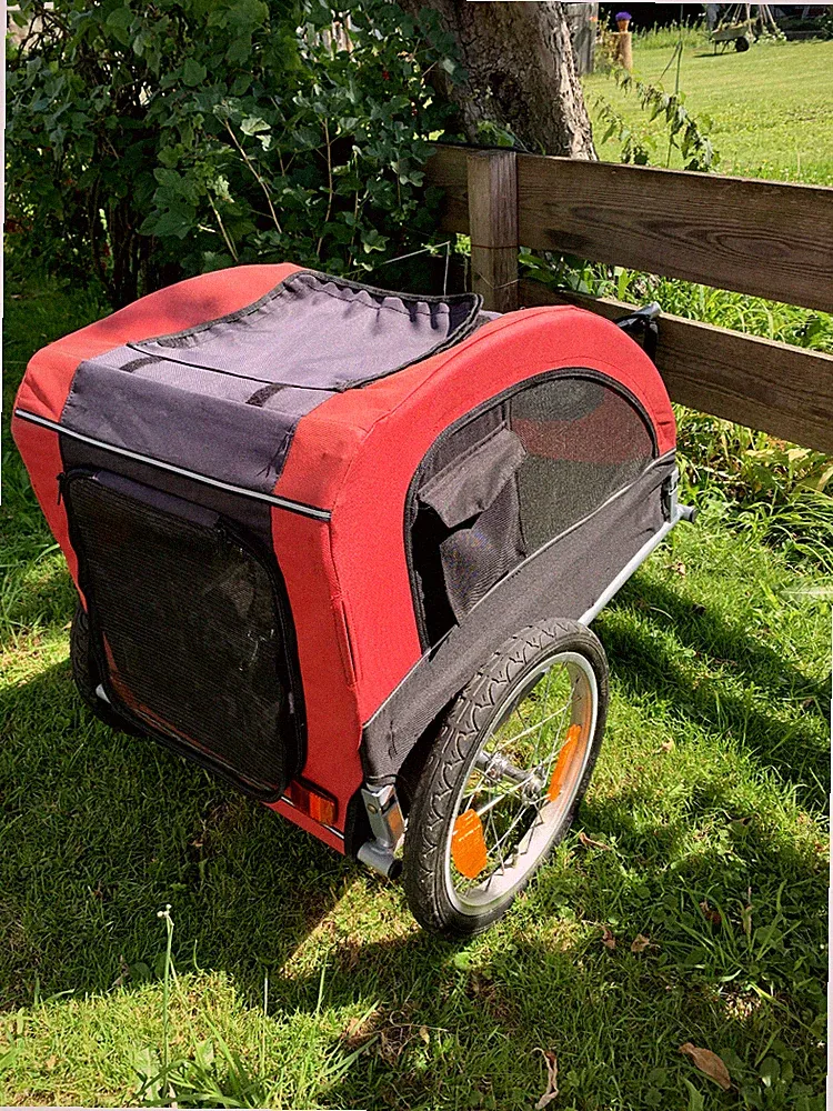 Hundefahrradanhänger M, Trixie rot/schwarz Innenmaß: 43 x 45 x 73 cm