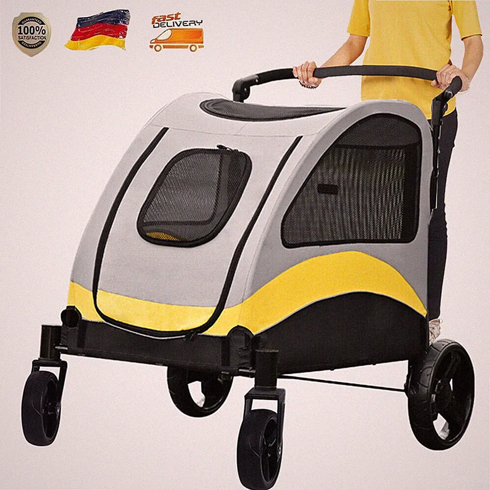 Hundewagen bis 65KG Hundeanhänger Fahrradanhänger Hundebuggy mit Regenschutz GLS
