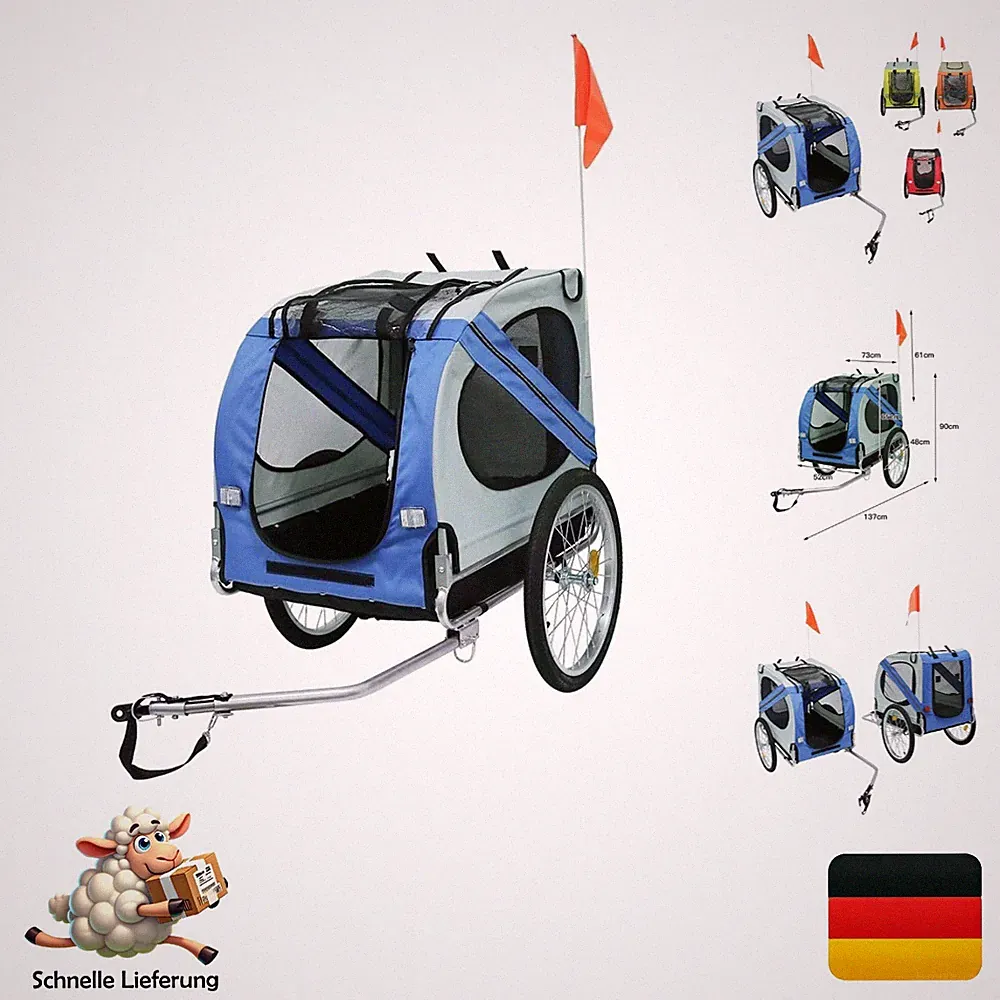 Kedia Hunde-Fahrradanhänger 40kg, faltbar, , mit Reflektoren, für Haustiere