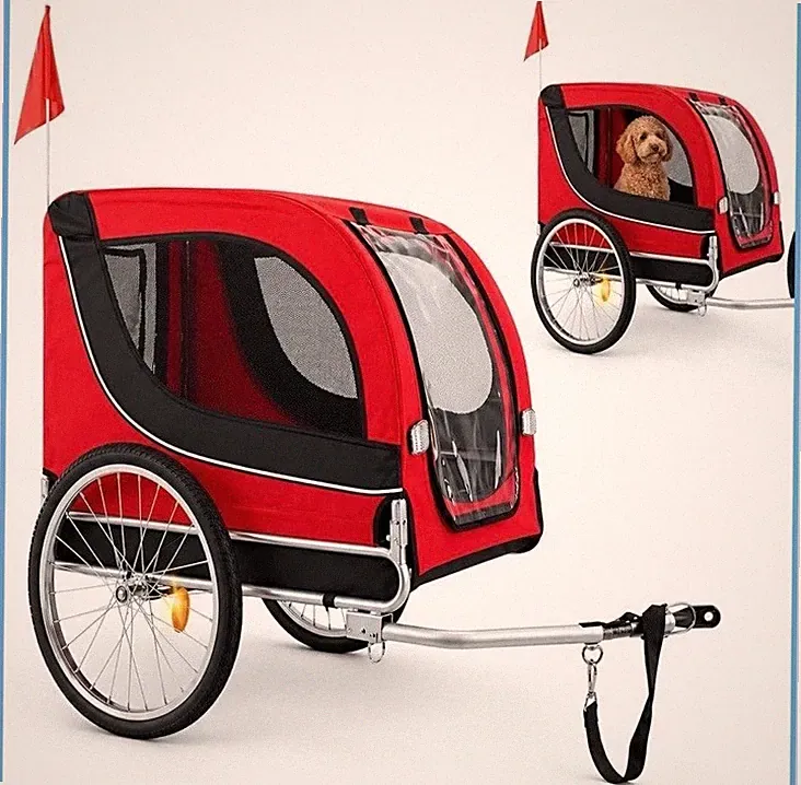 Klappbarer Hunde Fahrradanhänger Hundebuggy Fahrrad Haustier NEU