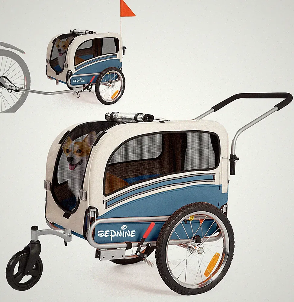 Kleiner und mittlerer Hundefahrradanhänger, Fahrradkupplung, faltbar