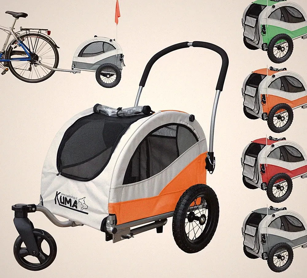KUMA Hunde Anhänger Transport für Fahrrad Wagen Haustier Buggy 4 Farben Größe S