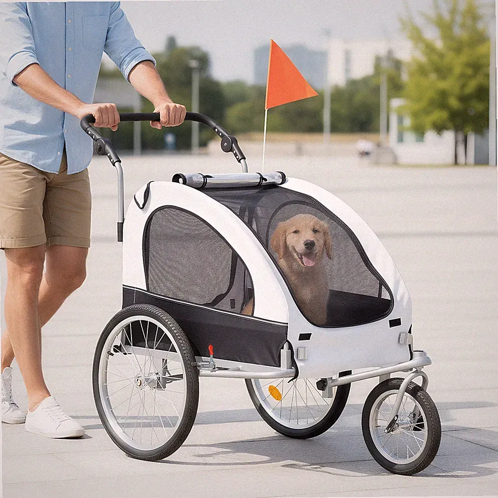 OYAJIA Hundewagen 2 in 1 Hundebuggy bis 60 kg, fahrradanhänger Mit 3 Rädern