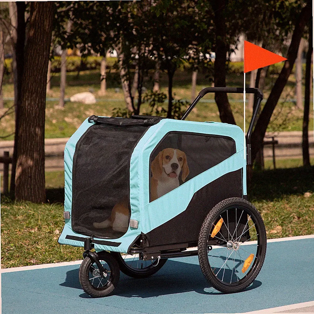 PawHut 2-in-1 Hundeanhänger Fahrradanhänger für Hunde Hundewagen mit Reflektoren