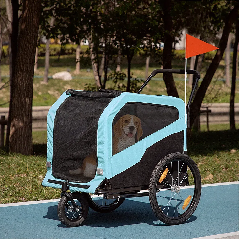 PawHut 2-in-1 Hundeanhänger Fahrradanhänger für Hunde Hundewagen mit Reflektoren