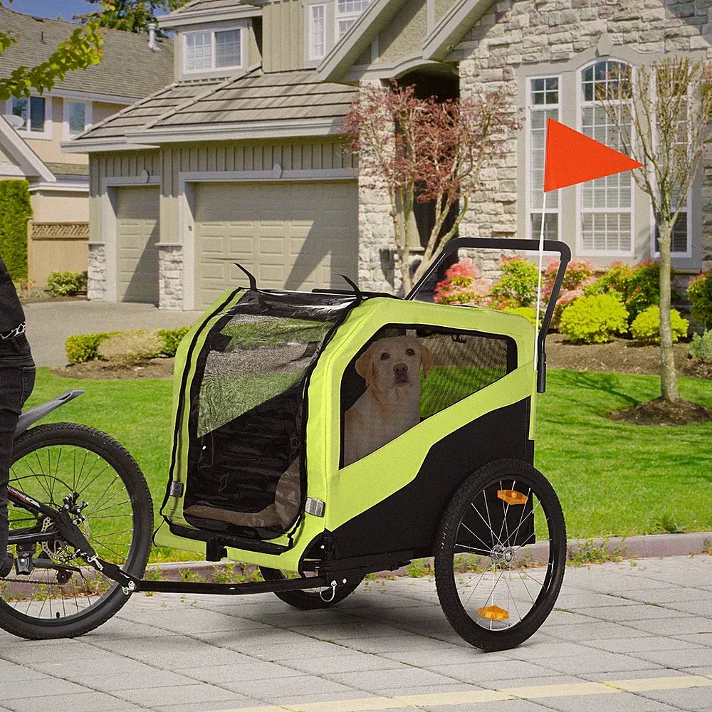 PawHut 2-in-1 Hundeanhänger Fahrradanhänger Hundewagen mit Reflektoren für Hund