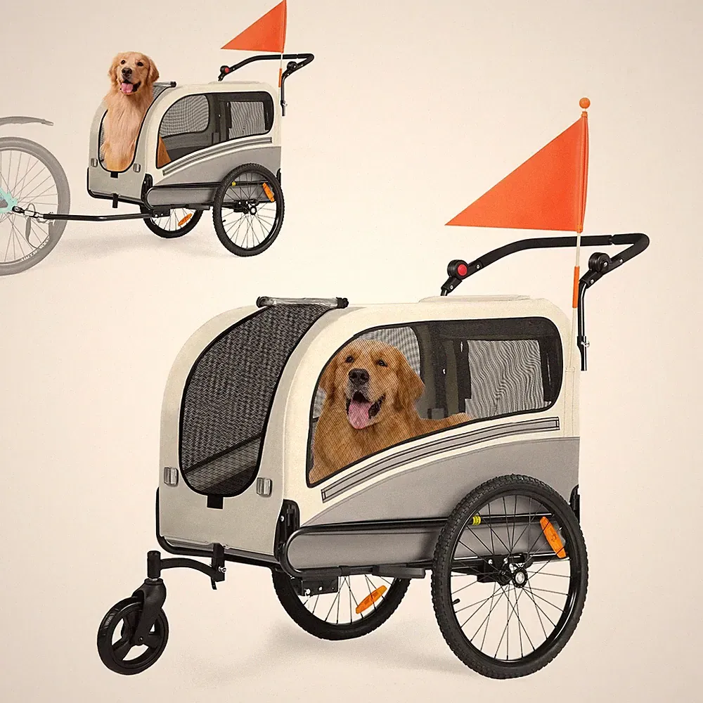 Sepnine 10202NS 2in1 Fahrradanhänger Hundetrailer Fahrrad Anhänger Bis 50kg Groß