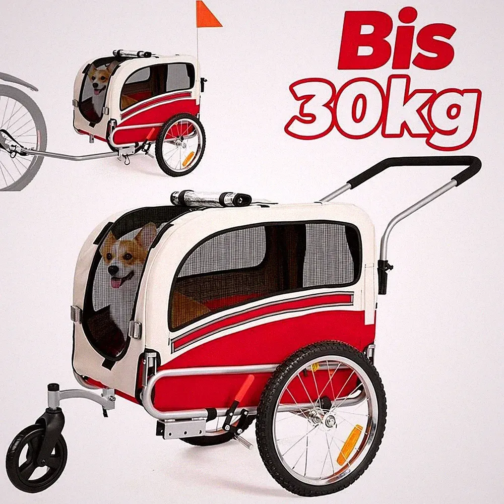 SEPNINE® 2 in 1 Fahrradanhänger für Hunde bis 30 kg Hundeanhänger für Fahrrad DE