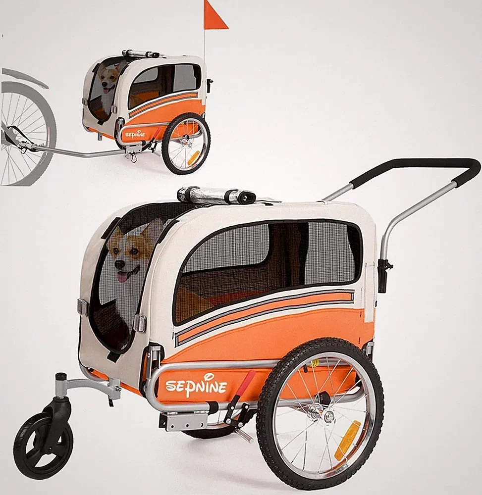 SEPNINE Hundeanhänger 2-in-1 für Fahrrad & Jogger Fahrradanhänger bis zu 30 kg