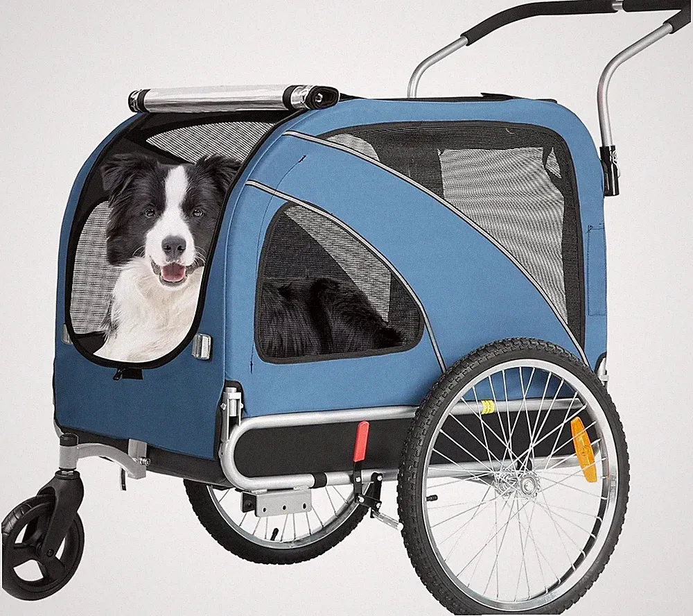 SEPNINE® XL Hundeanhänger Fahrrad 2in1 mit Handbremse Hundetransporter bis 40 kg
