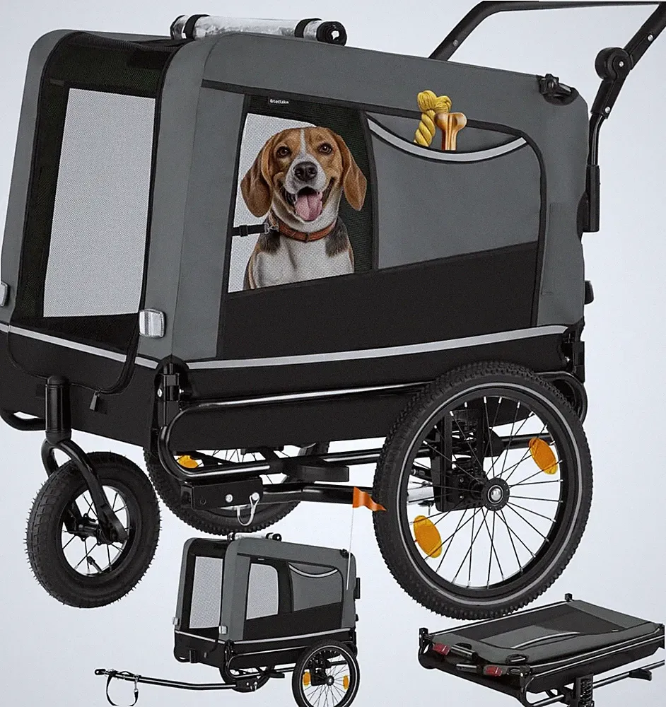 Tectake® Fahrradanhänger Multifunktional - Als Hunde Anhänger Wagen Für Fahrrad