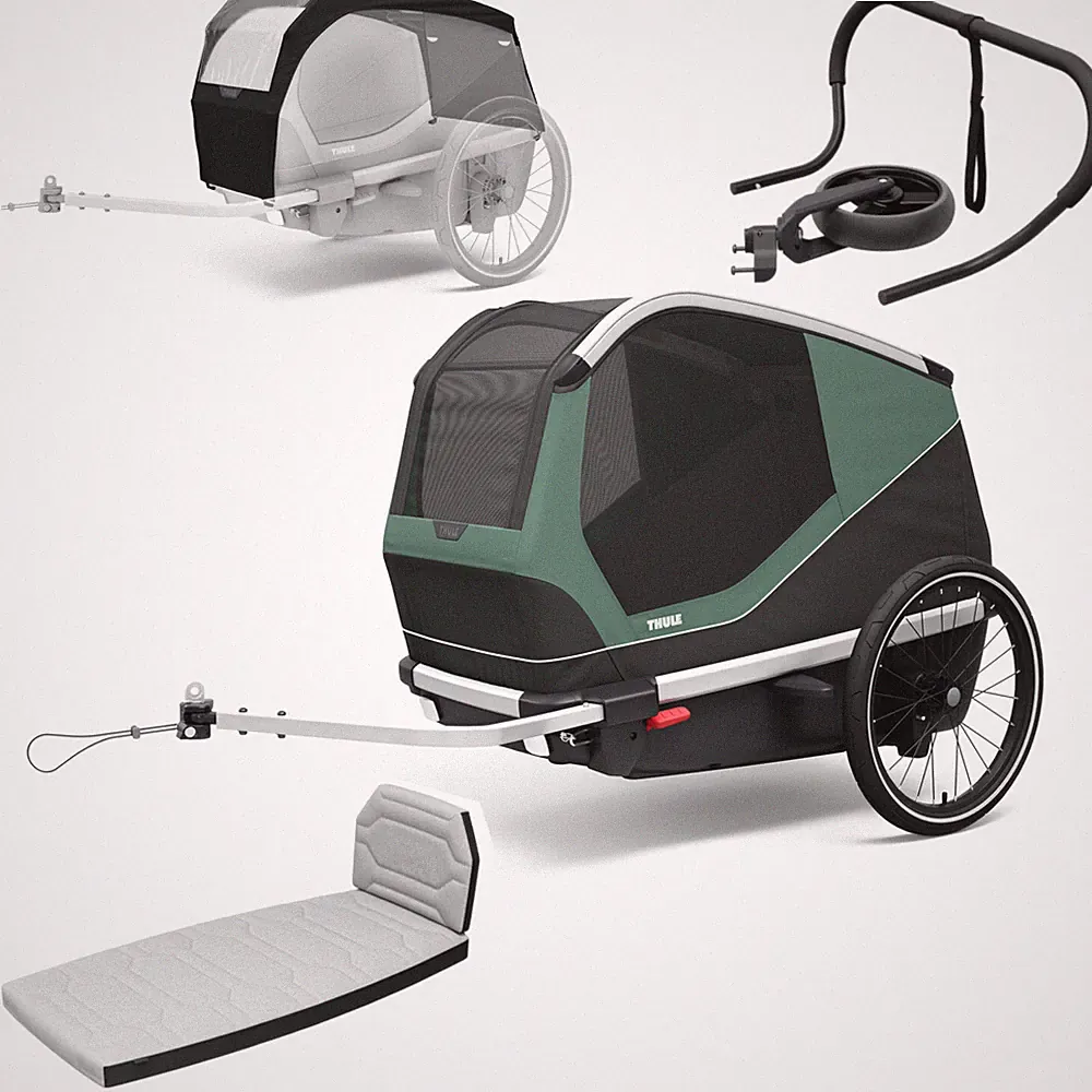 Thule Fahrradanhänger Anhänger Hundeanhänger Bexey L +Buggy Set+Verdeck+Bett