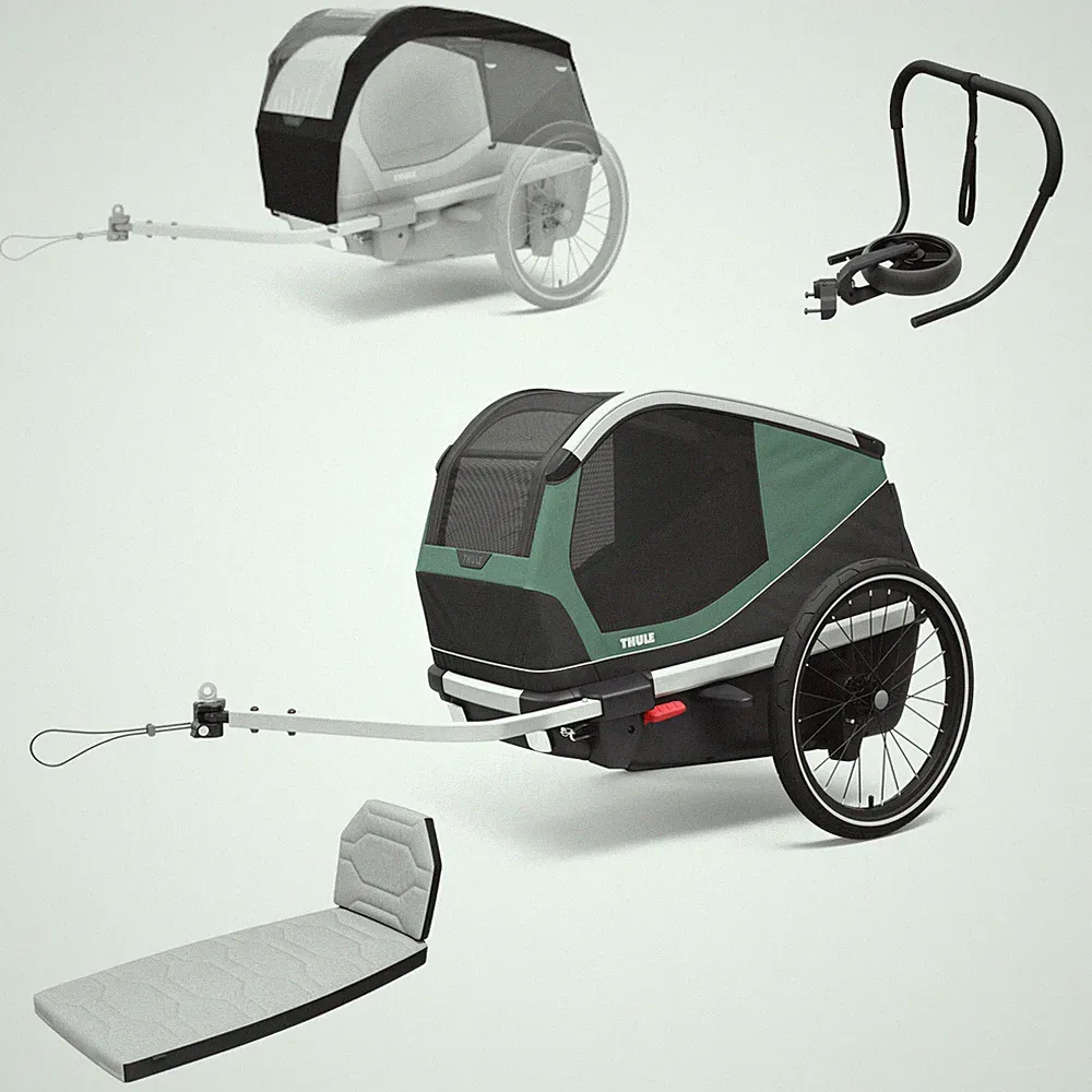 Thule Fahrradanhänger Anhänger Hundeanhänger Bexey M +Buggy Set+Verdeck+Bett