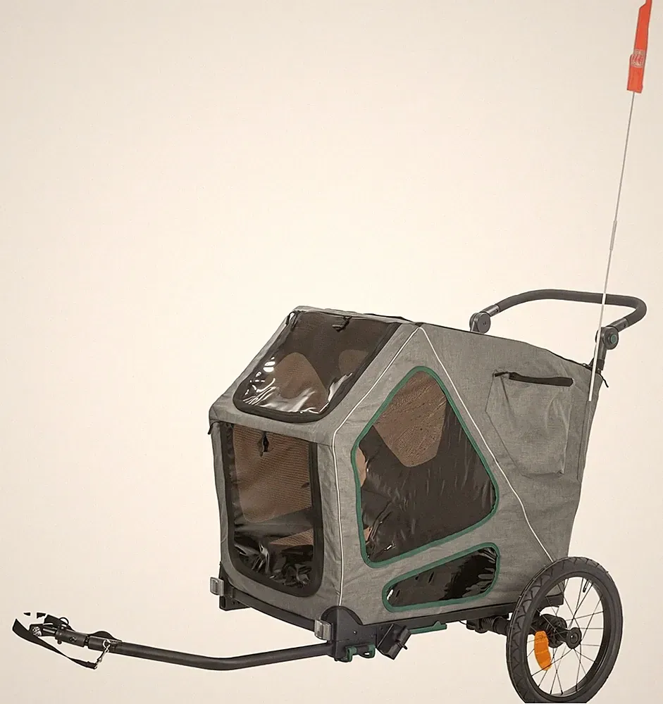 Trixie Fahrradanhänger Hund M 12802 Gefedert bis 35kg Hundeanhänger Grau Salbei