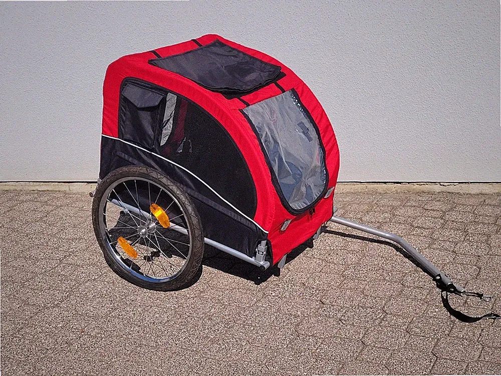 TRIXIE M Fahrradanhänger Anhänger Hund Rot/Schwarz