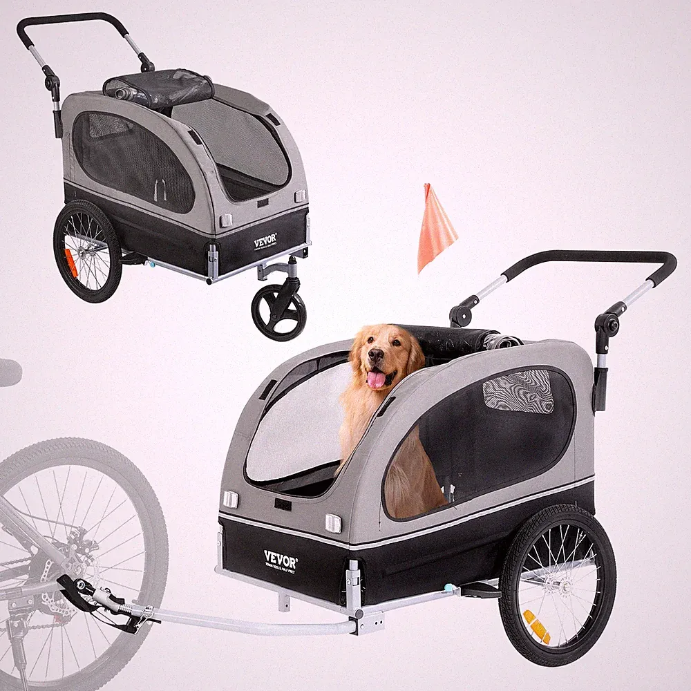 VEVOR Hundeanhänger 2in1 Fahrradanhänger Hundebuggy Jogger Anhänger faltbar 40kg