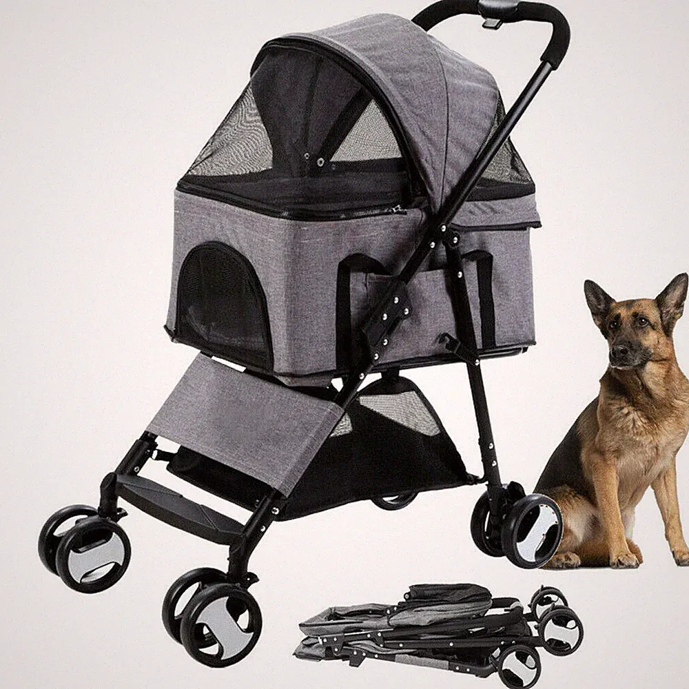 XL Hundewagen Hundebuggy Faltbar Pet Roadster Jogger mit Regenschutzabdeckung